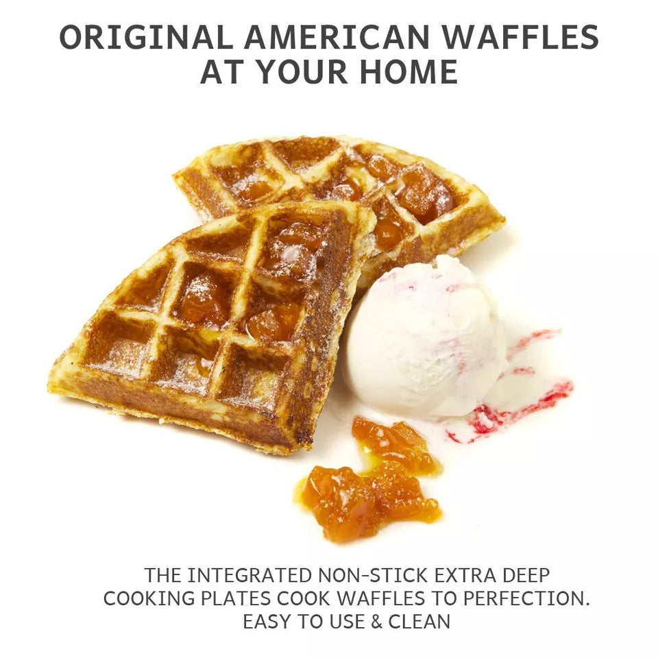 Simple Belgian Waffle Iron with Non Stick Surface