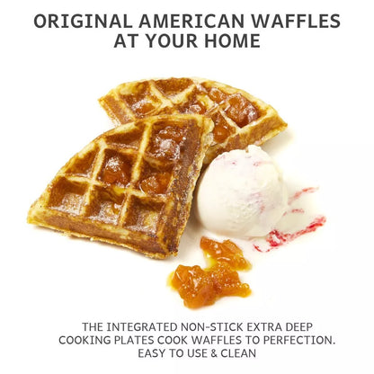 Simple Belgian Waffle Iron with Non Stick Surface