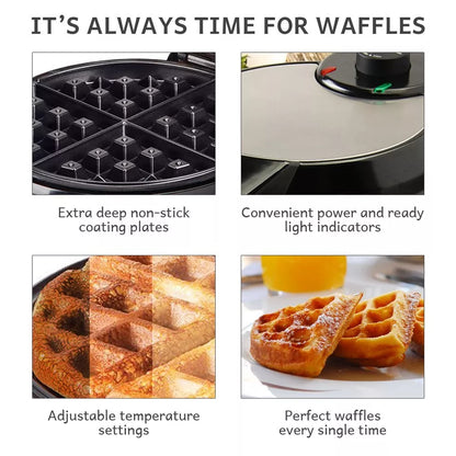 Simple Belgian Waffle Iron with Non Stick Surface