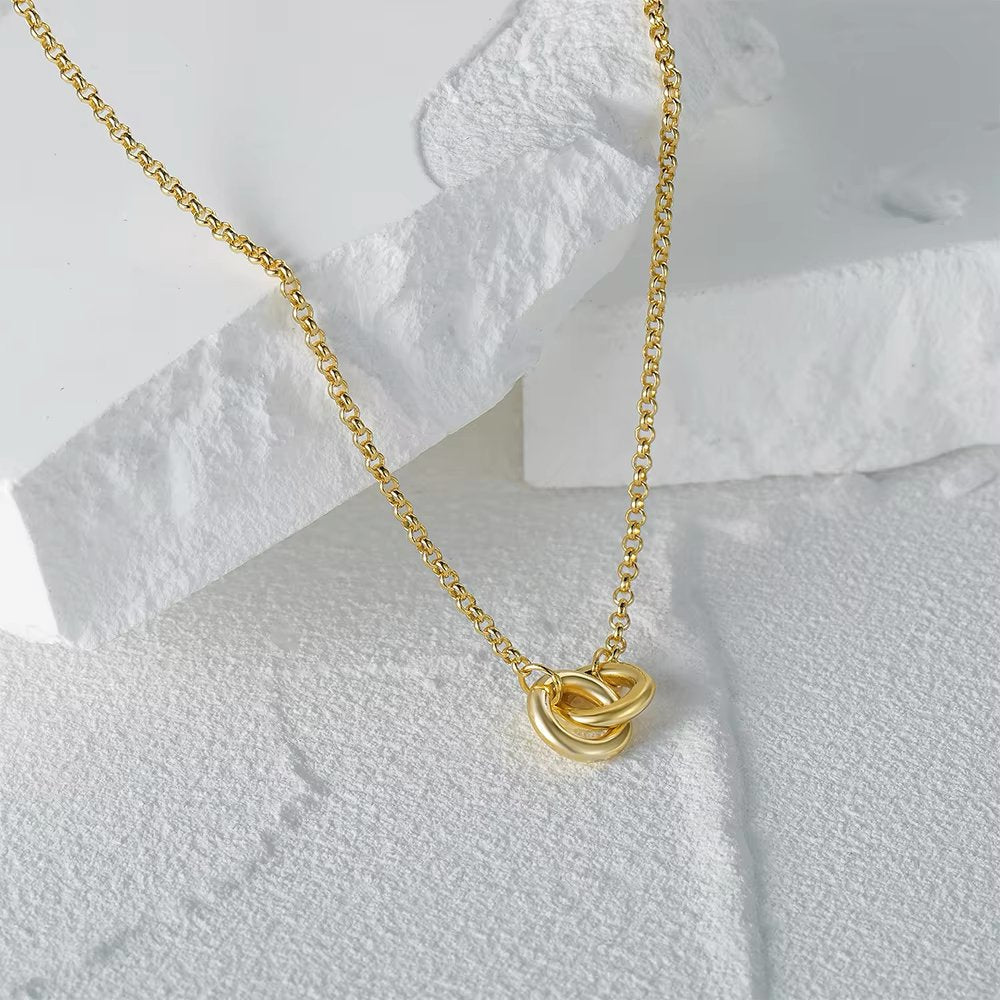 Elegant Double Silver Locked Chain Necklace