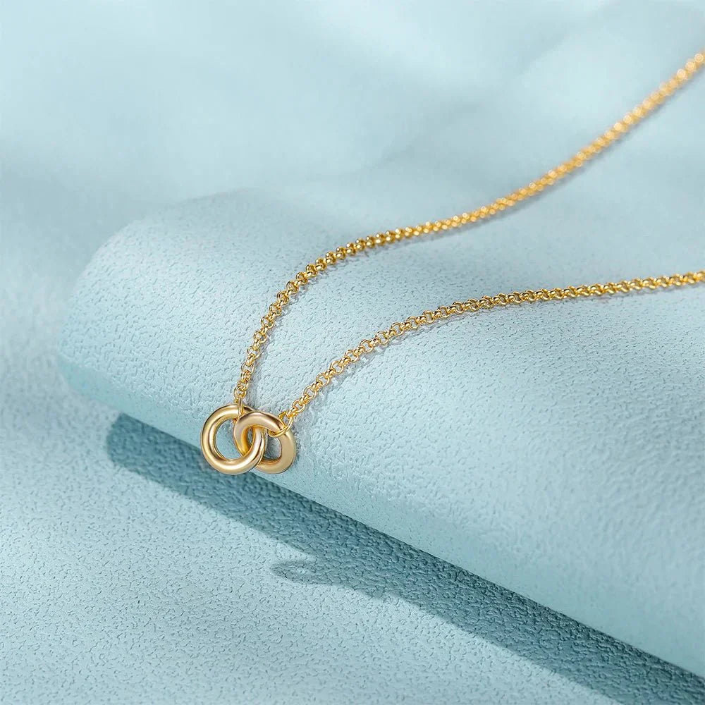 Elegant Double Silver Locked Chain Necklace