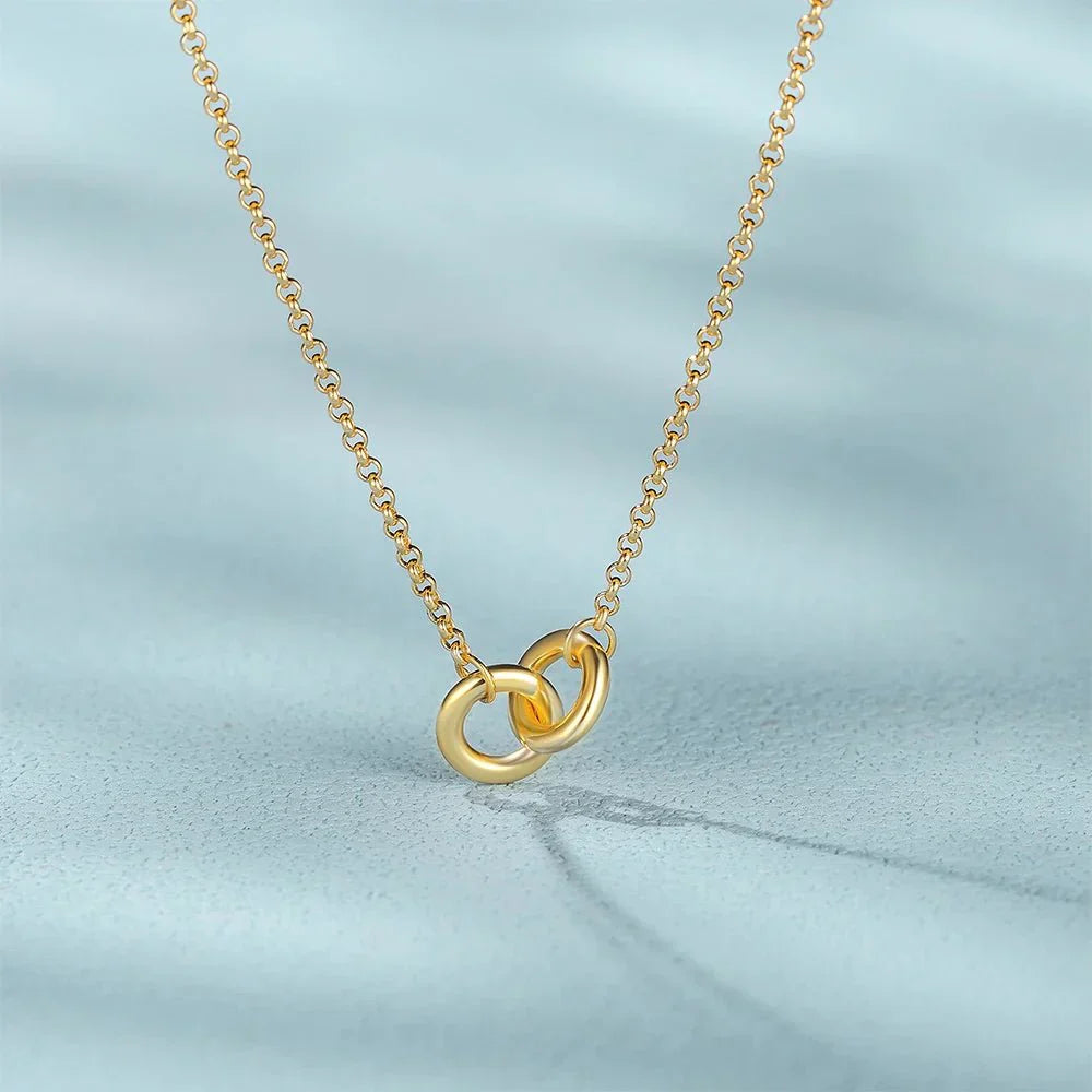 Elegant Double Silver Locked Chain Necklace