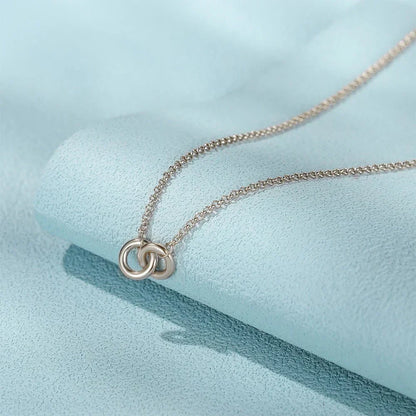 Elegant Double Silver Locked Chain Necklace