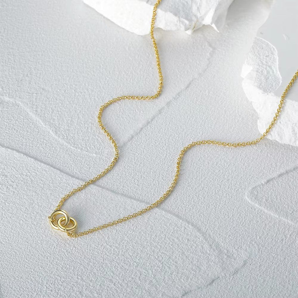 Elegant Double Silver Locked Chain Necklace