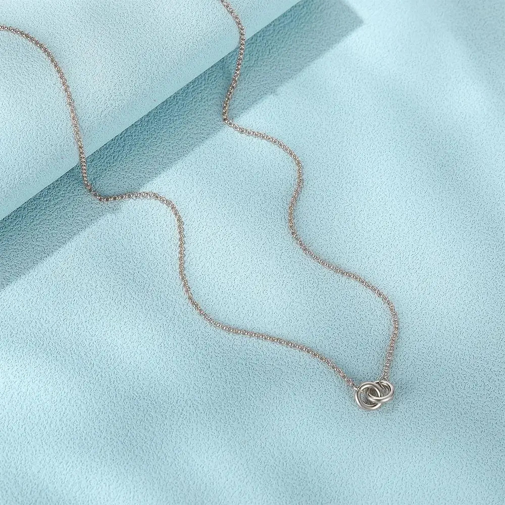 Elegant Double Silver Locked Chain Necklace