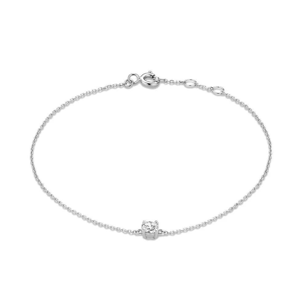 Elegant Silver Genuine Diamond Cuff Bracelet