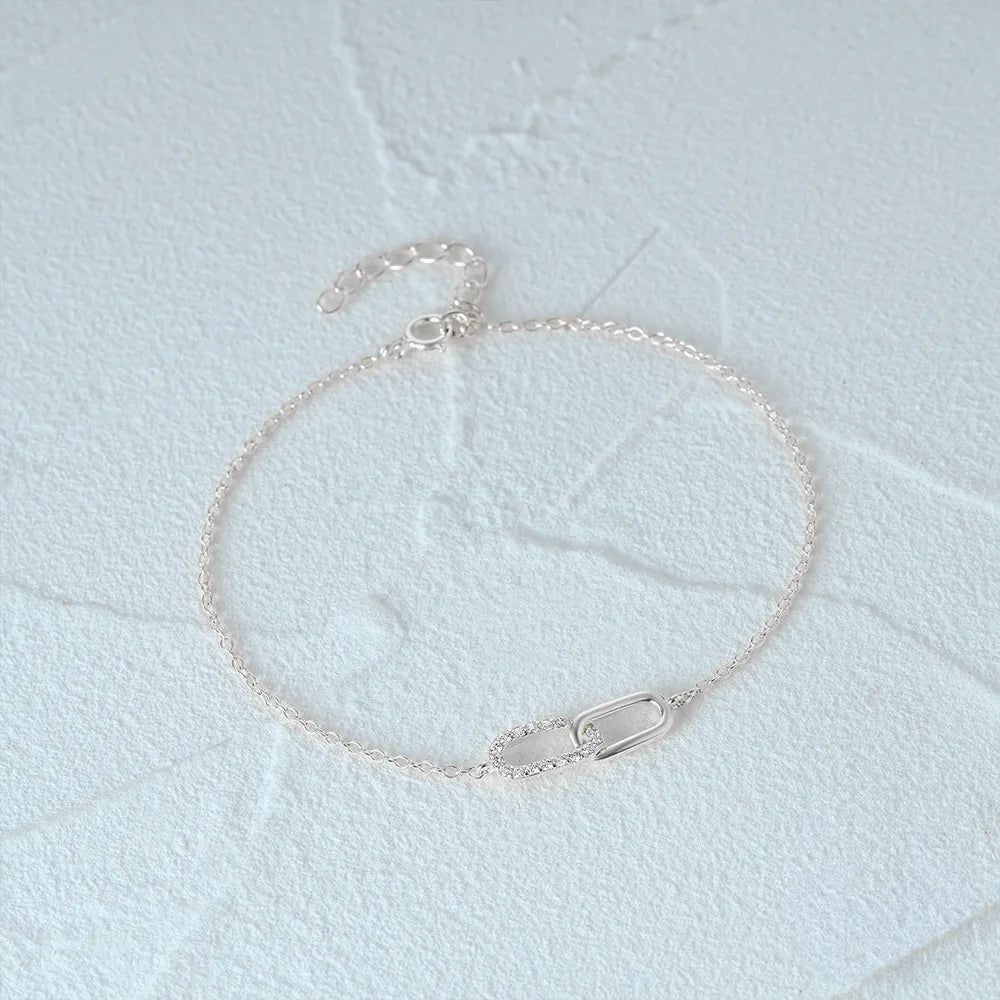Elegant Silver Diamond Chain Bracelet