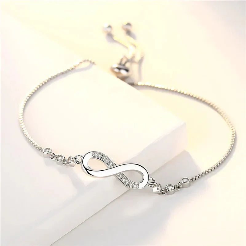 Beautiful Silver Heart Diamond Bangle Bracelet