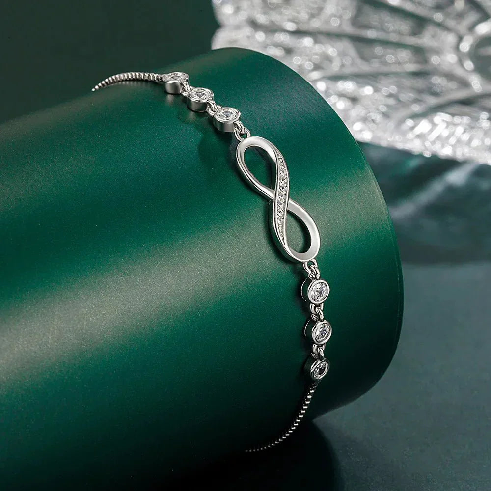 Beautiful Silver Heart Diamond Bangle Bracelet