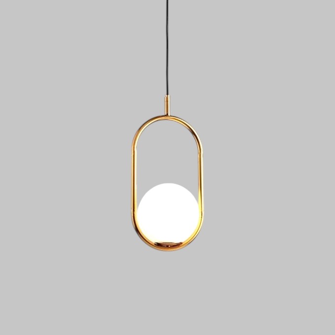 Elegant Glass Hanging Light With Metal Frame