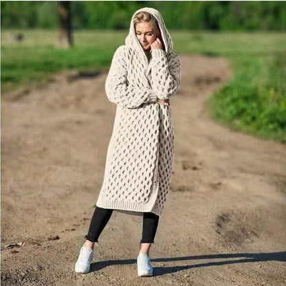 Cozy Oversized Women Hoodie, Soft Cable Knit Cardigan
