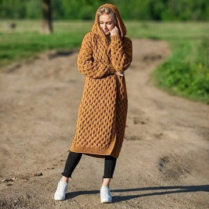 Cozy Oversized Women Hoodie, Soft Cable Knit Cardigan