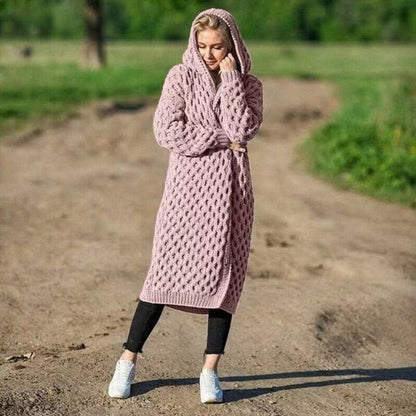 Cozy Oversized Women Hoodie, Soft Cable Knit Cardigan