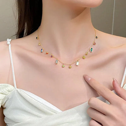 Dainty Glittering Crystal Pendant Necklace