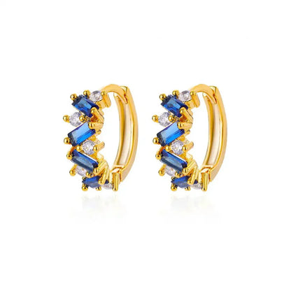 Shiny Silver Diamond Huggie Earrings