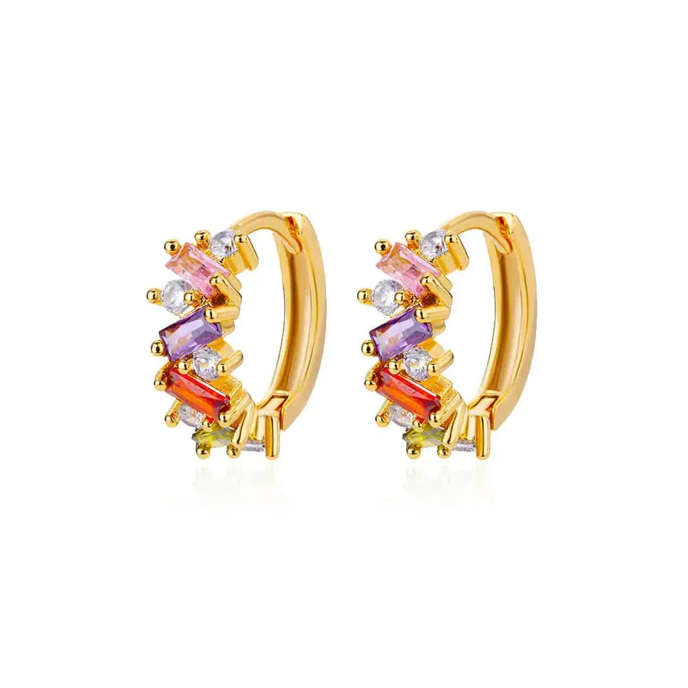 Shiny Silver Diamond Huggie Earrings - Luxicro