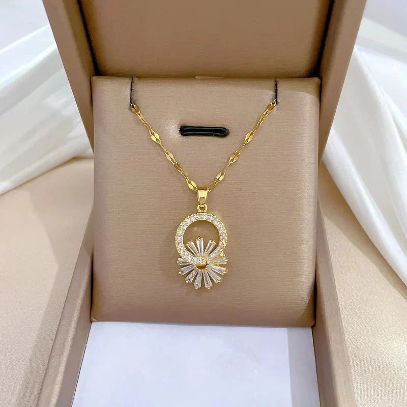 Gorgeous Floral Diamond Pendant Set - Luxicro