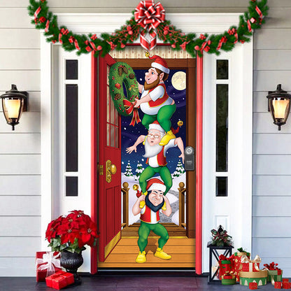 Fun Holiday Elf Door Decoration Wrap