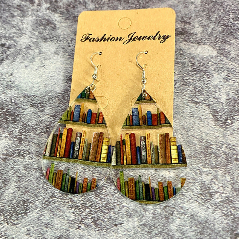 Natural Tree Book Dangle Earrings