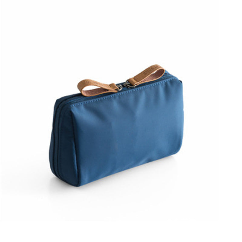 Practical Cosmetic Bag with Double Zipper Closure