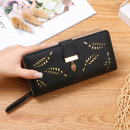 Stylish Women's Leaf Print Foldable Wallet