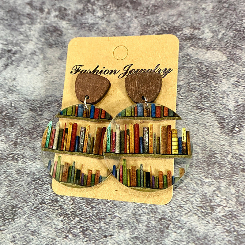Natural Tree Book Dangle Earrings