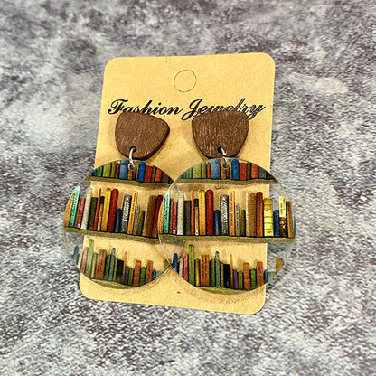 Natural Tree Book Dangle Earrings