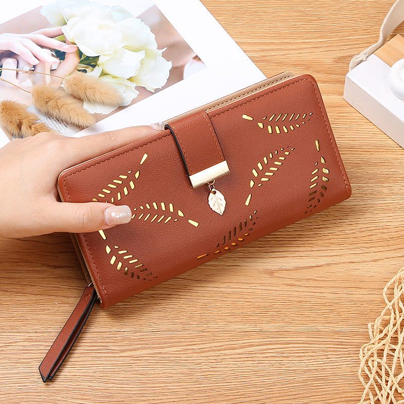 Stylish Women's Leaf Print Foldable Wallet