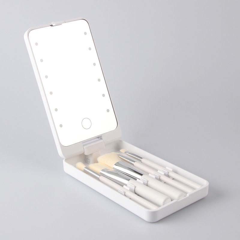 Portable Travel Makeup Brush Kit with LED Mirror - Luxicro