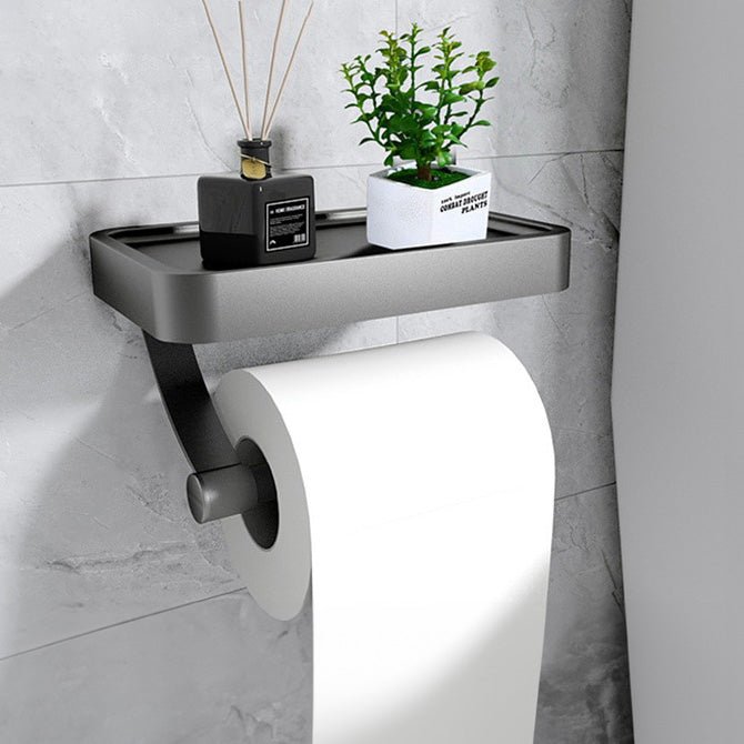 Compact Toilet Paper Holder with Wall Mount Storage
