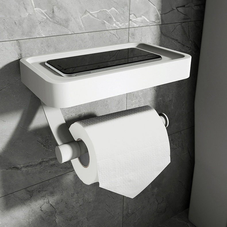 Compact Toilet Paper Holder with Wall Mount Storage