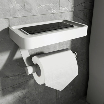 Compact Toilet Paper Holder with Wall Mount Storage