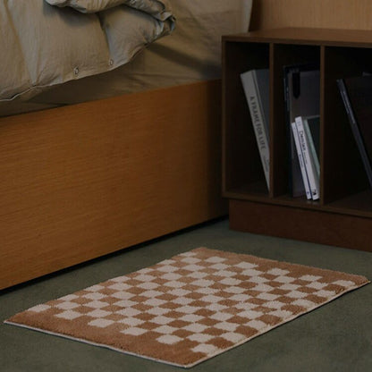 Soft Checker Pattern Bathroom Mat