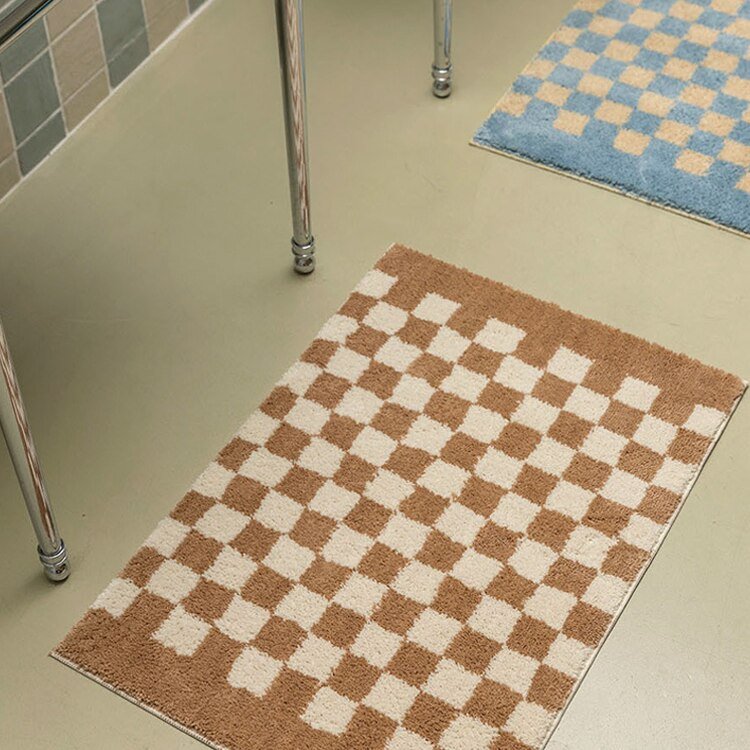 Soft Checker Pattern Bathroom Mat - Luxicro