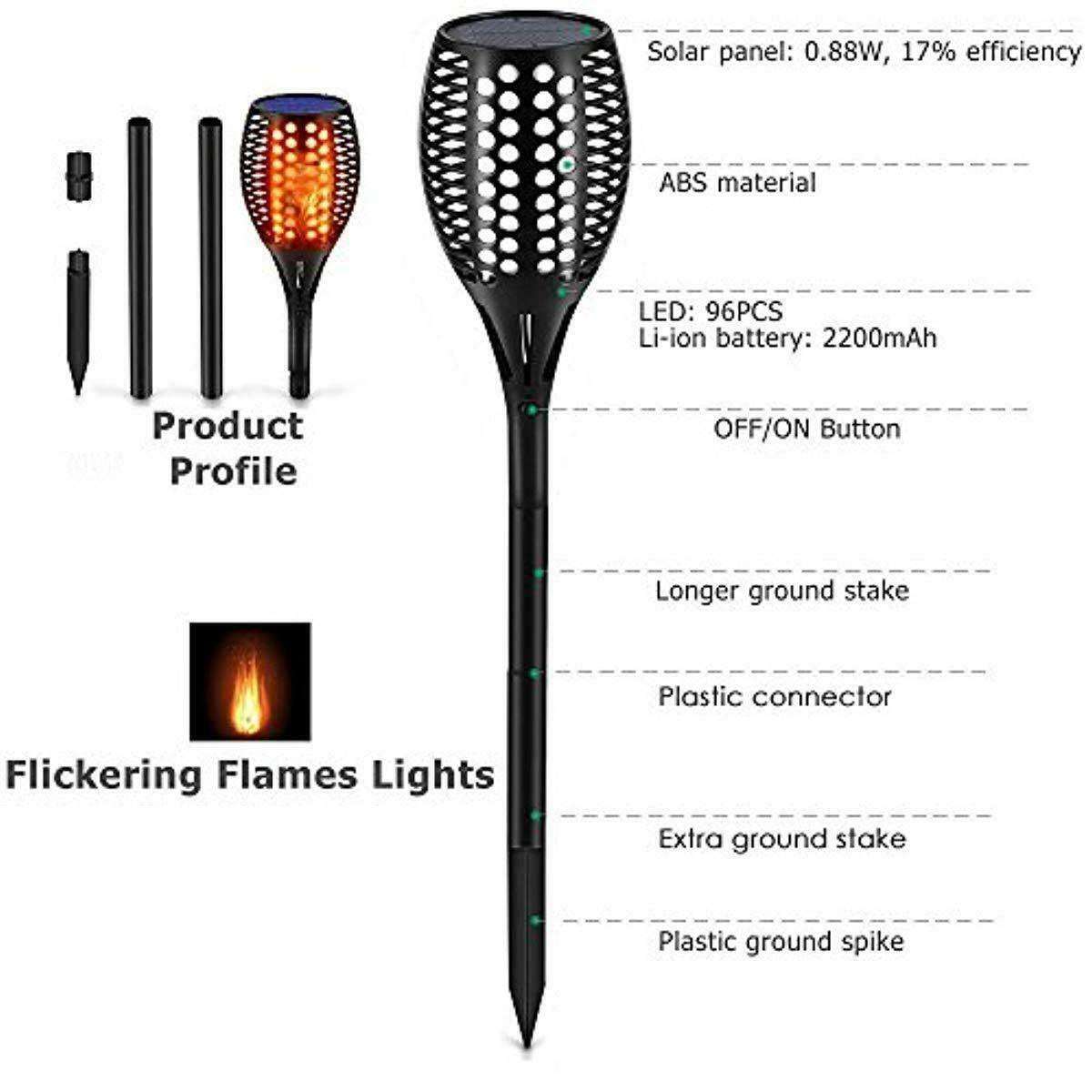 Outdoor Solar Powered Flickering Torch Light