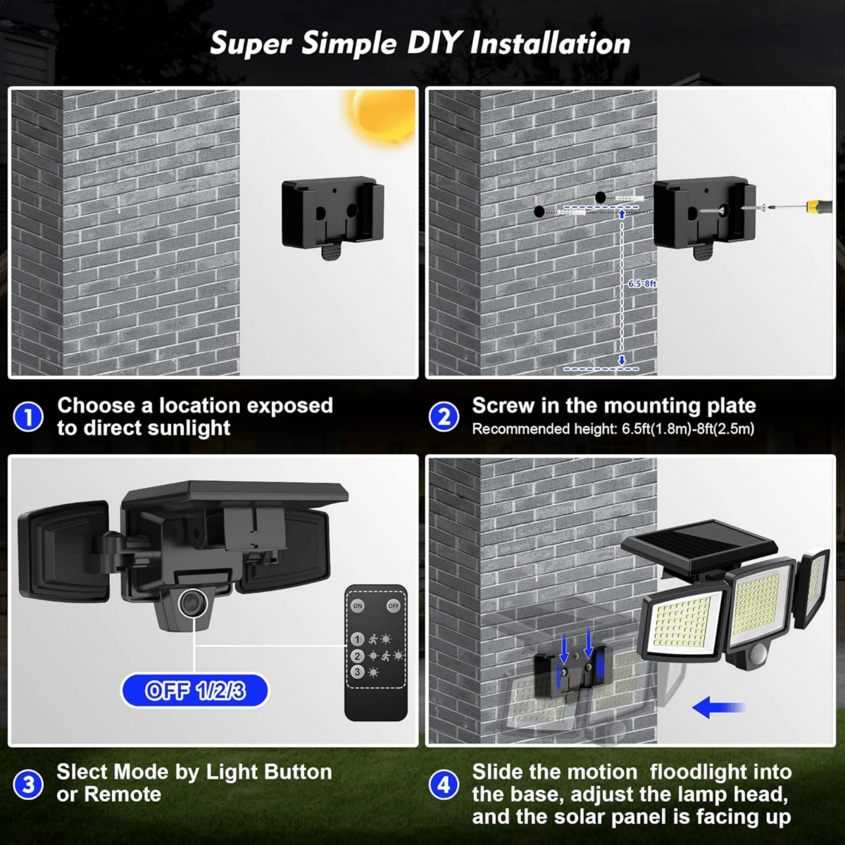 Outdoor Solar Motion Sensor Security Light
