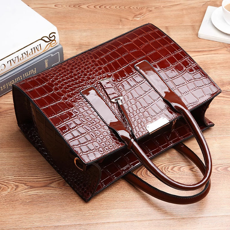 Premium Leather Look Tote Handbag