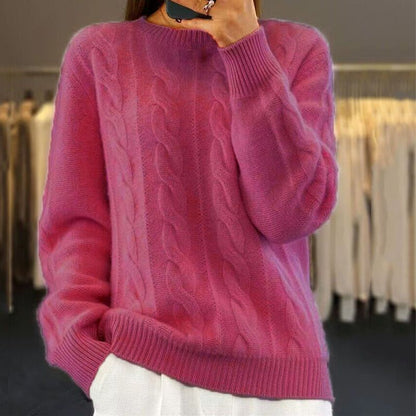 Cozy Women's Wool Crew Neck Sweater - Soft Oversized Fit - Luxicro