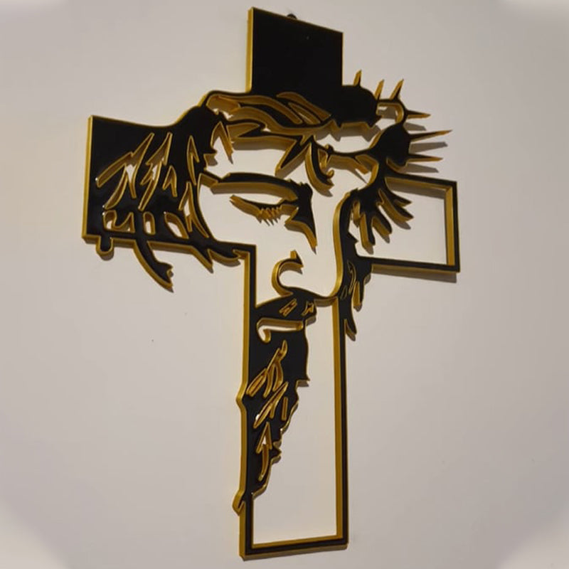 Spiritual Cross Metal Wall Decor Jesus Symbol