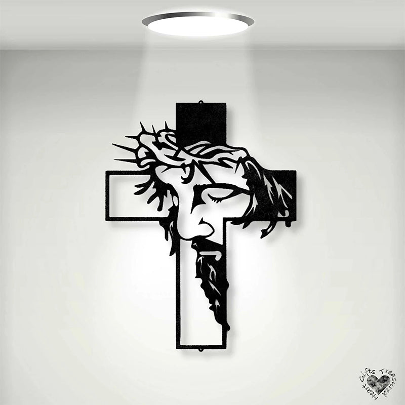 Spiritual Cross Metal Wall Decor Jesus Symbol