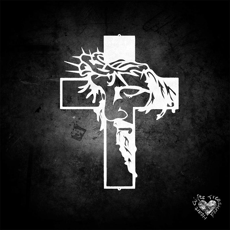 Spiritual Cross Metal Wall Decor Jesus Symbol - Luxicro