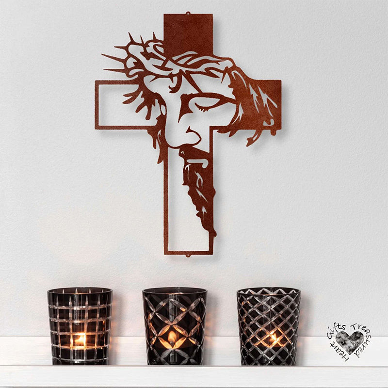 Spiritual Cross Metal Wall Decor Jesus Symbol