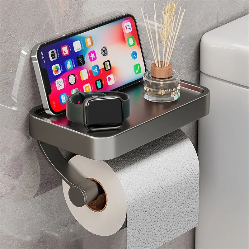 Space Saving Toilet Paper Holder with Storage