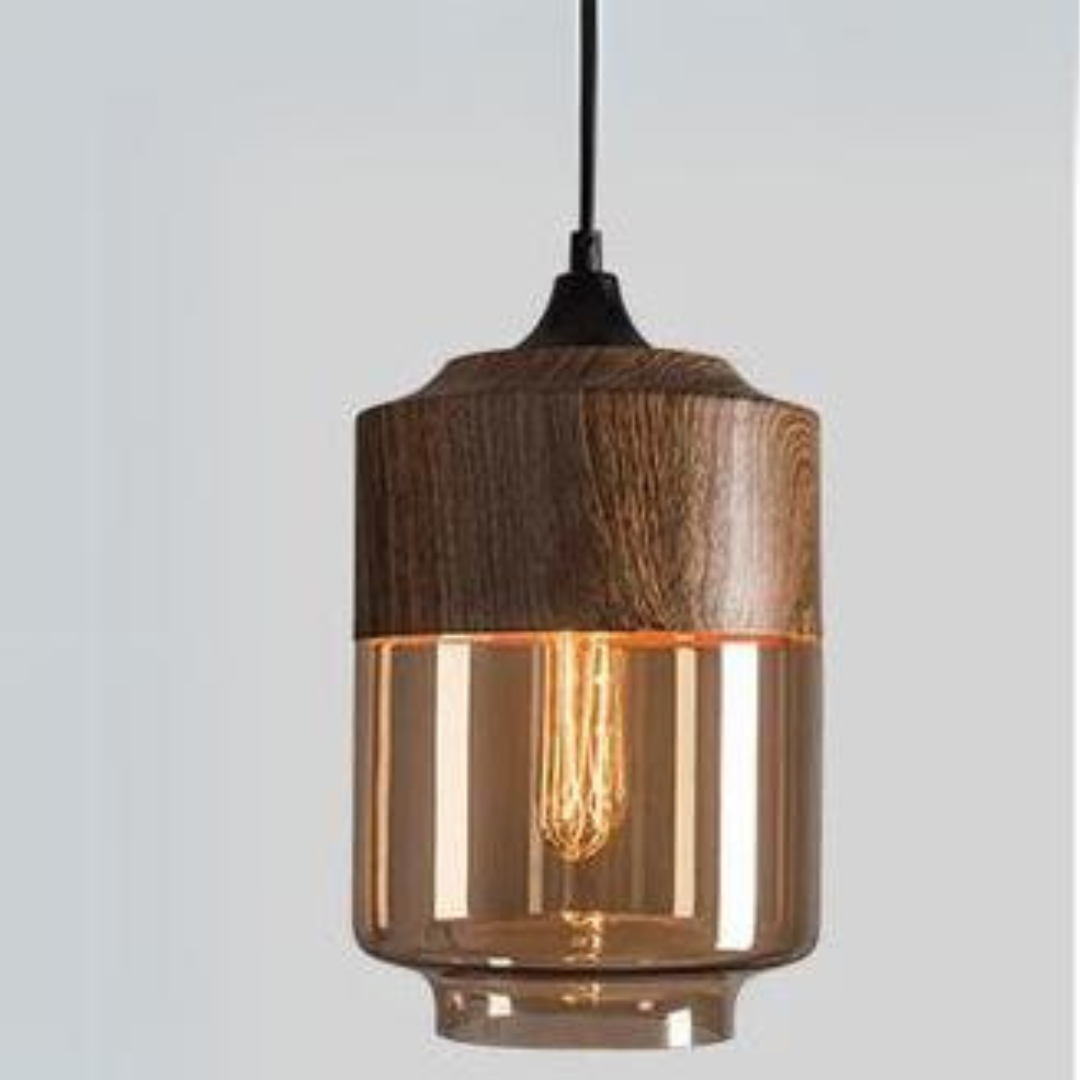 Rustic Wooden Drop Ceiling Lamp