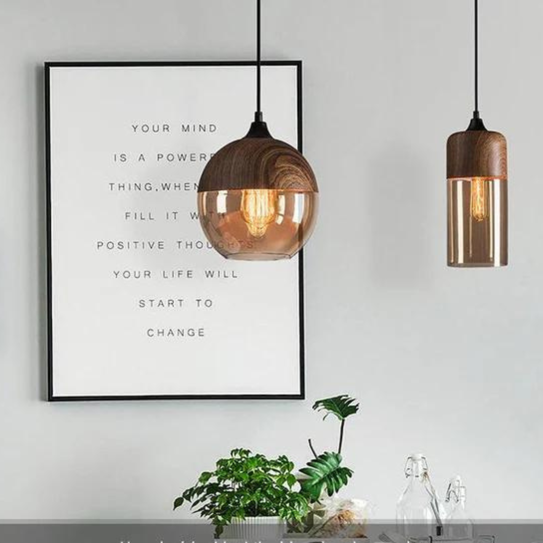 Rustic Wooden Drop Ceiling Lamp