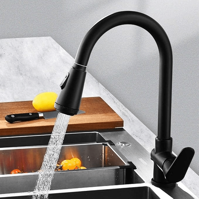 Stylish Single Handle Kitchen Faucet with Spray Nozzle - Luxicro