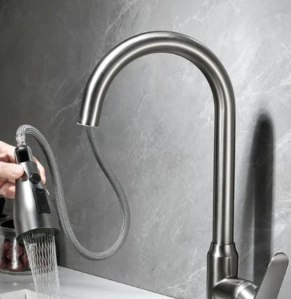 Stylish Single Handle Kitchen Faucet with Spray Nozzle