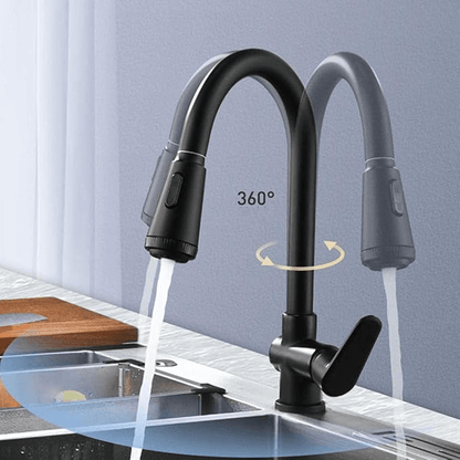 Stylish Single Handle Kitchen Faucet with Spray Nozzle
