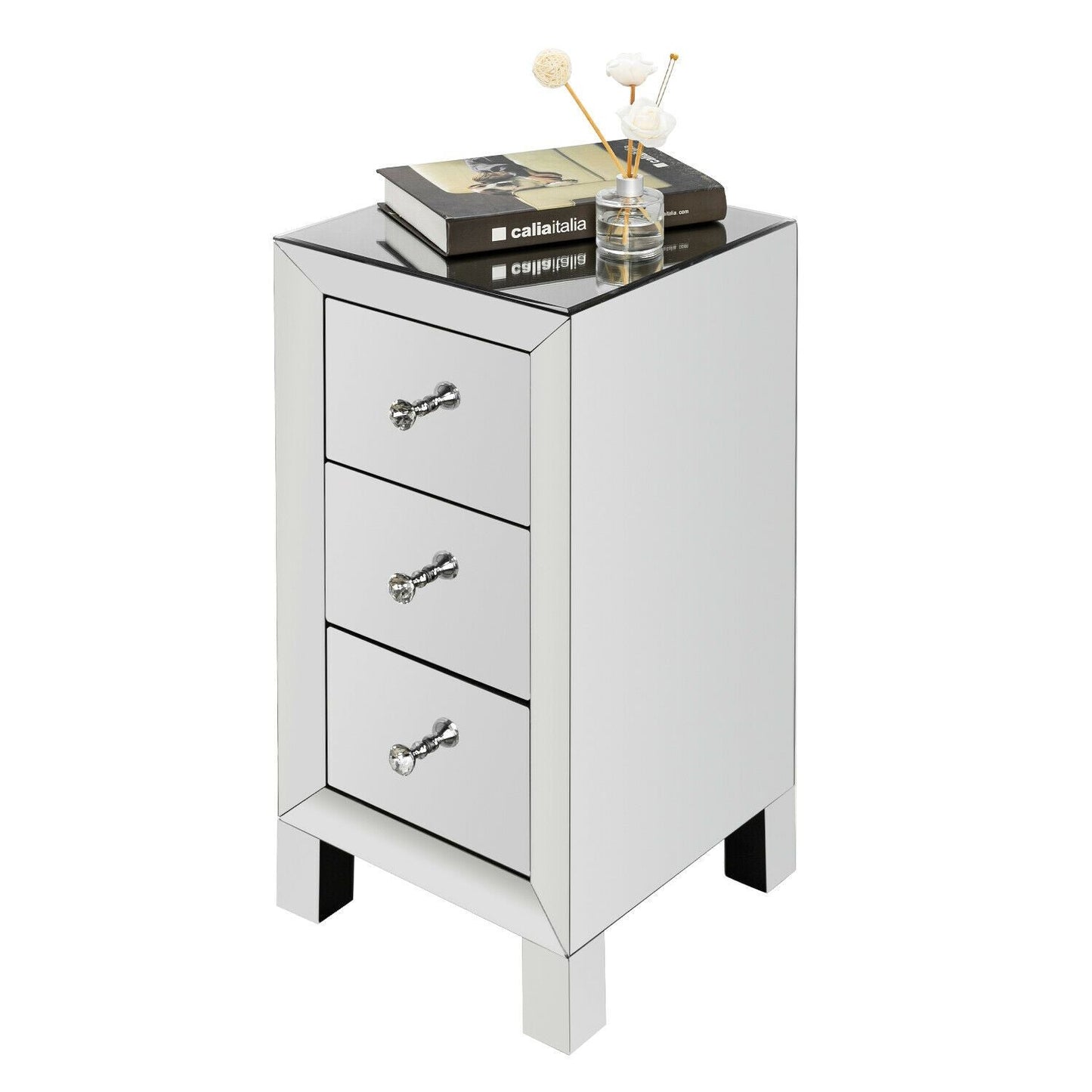 Modern 3 Drawer White Nightstand Table - Luxicro