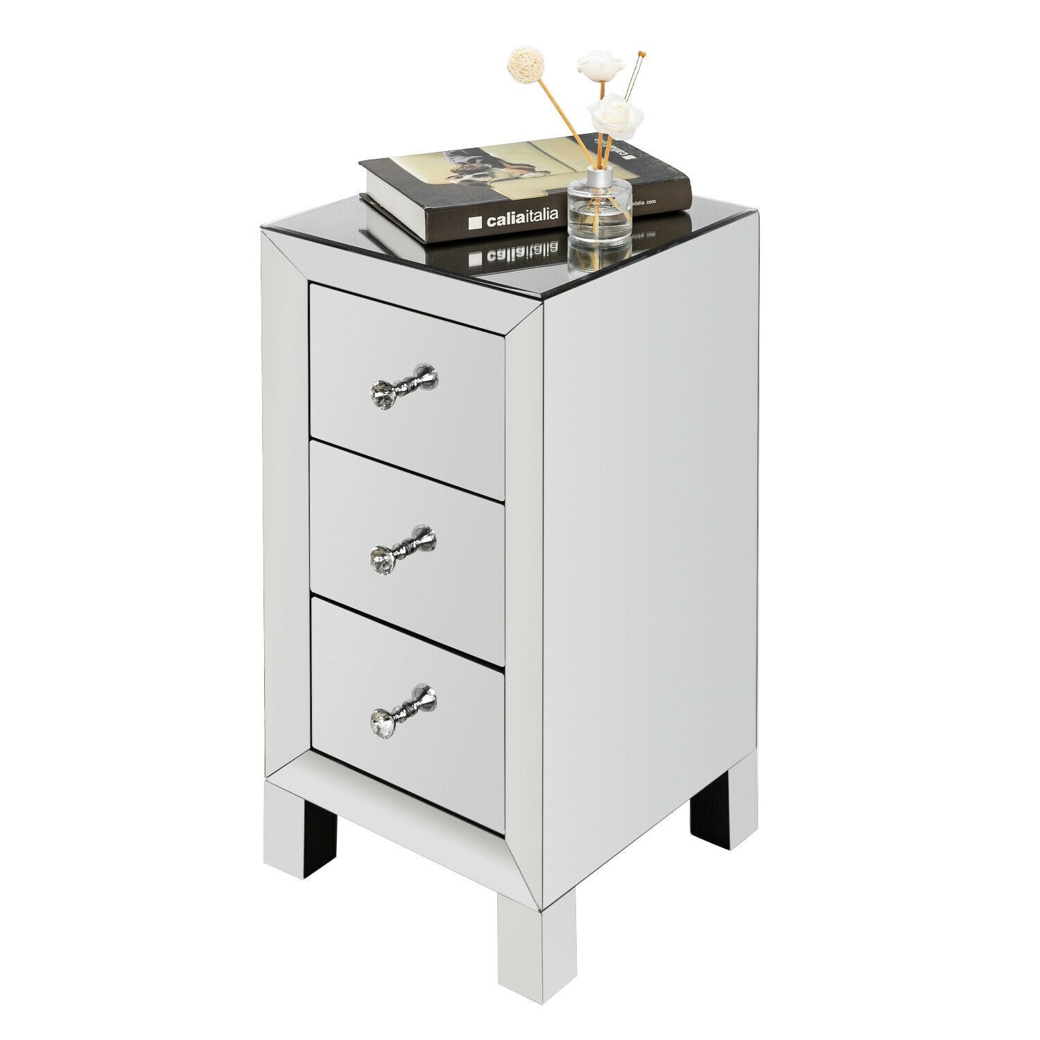 Modern 3 Drawer White Nightstand Table - Luxicro